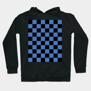 Maya Blue and Black Chessboard Pattern Hoodie